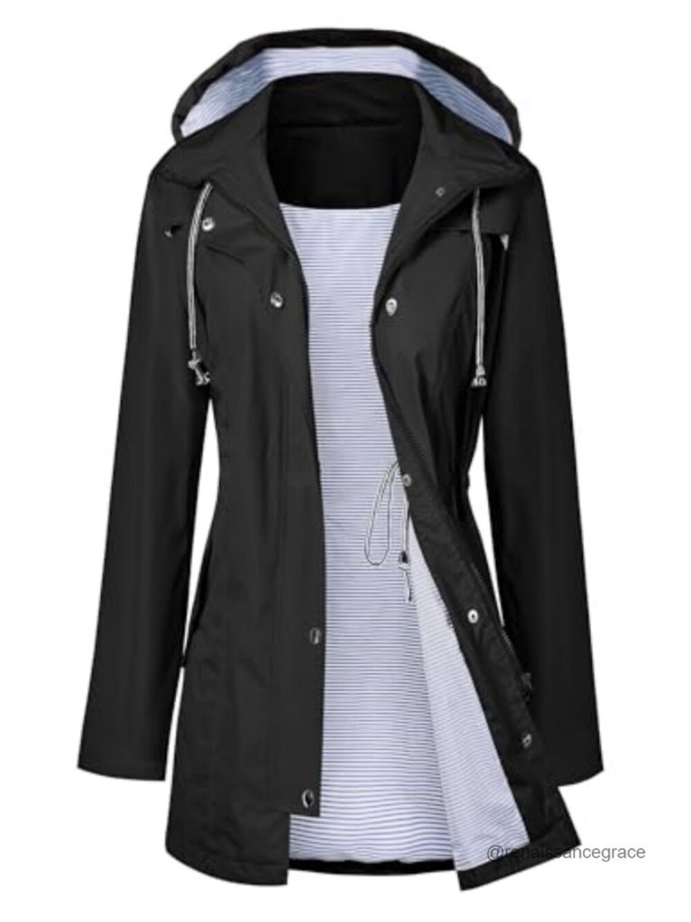 LOMON Women's Waterproof Long Hooded Trench Coat Lined Windbreaker Travel Rain